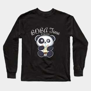 Panda Loves Boba Time All the Time Long Sleeve T-Shirt